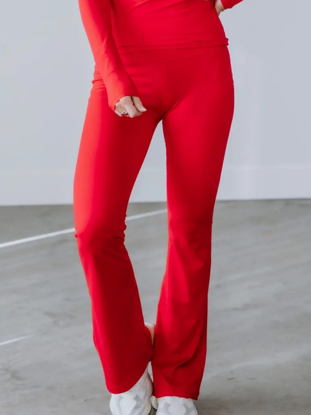 Lily & Lottie Flare Leggings Size XL Cherry Red High Rise NWT